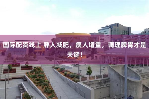 国际配资线上 胖人减肥，瘦人增重，调理脾胃才是关键！