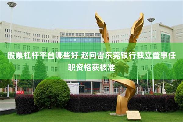 股票杠杆平台哪些好 赵向雷东莞银行独立董事任职资格获核准