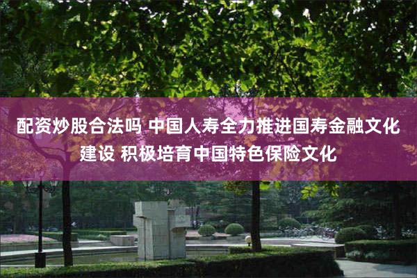 配资炒股合法吗 中国人寿全力推进国寿金融文化建设 积极培育中国特色保险文化