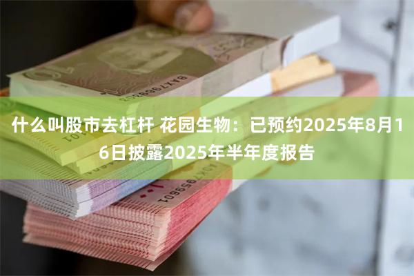 什么叫股市去杠杆 花园生物：已预约2025年8月16日披露2025年半年度报告