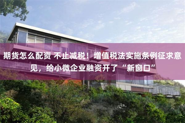 期货怎么配资 不止减税！增值税法实施条例征求意见，给小微企业融资开了 “新窗口”